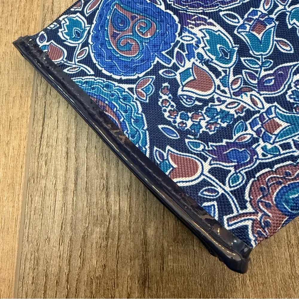 Estée Lauder Blue Paisley Patterned Pouch Cosmetic Bag Zipper‎ Gold Pull Tab
